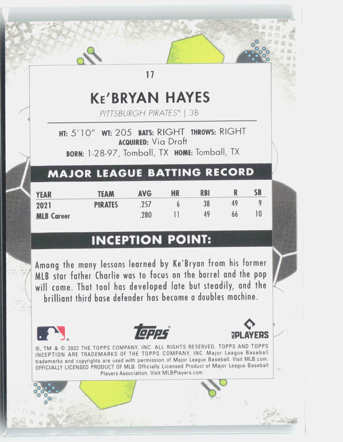 2022 Topps Inception #17 Ke'Bryan Hayes Green