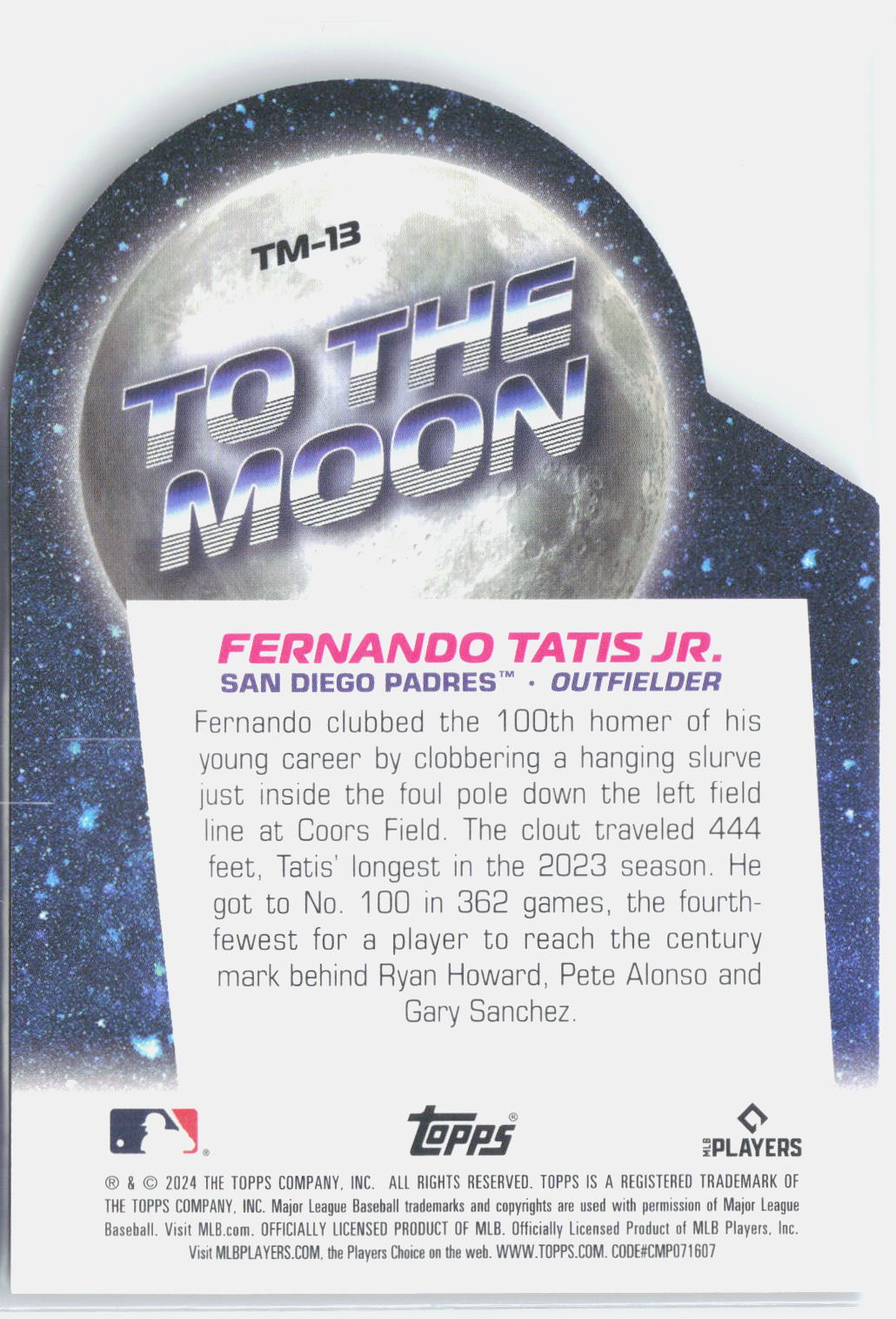 2024 Topps Big League #TM-13 Fernando Tatis Jr. To the Moon Die Cuts
