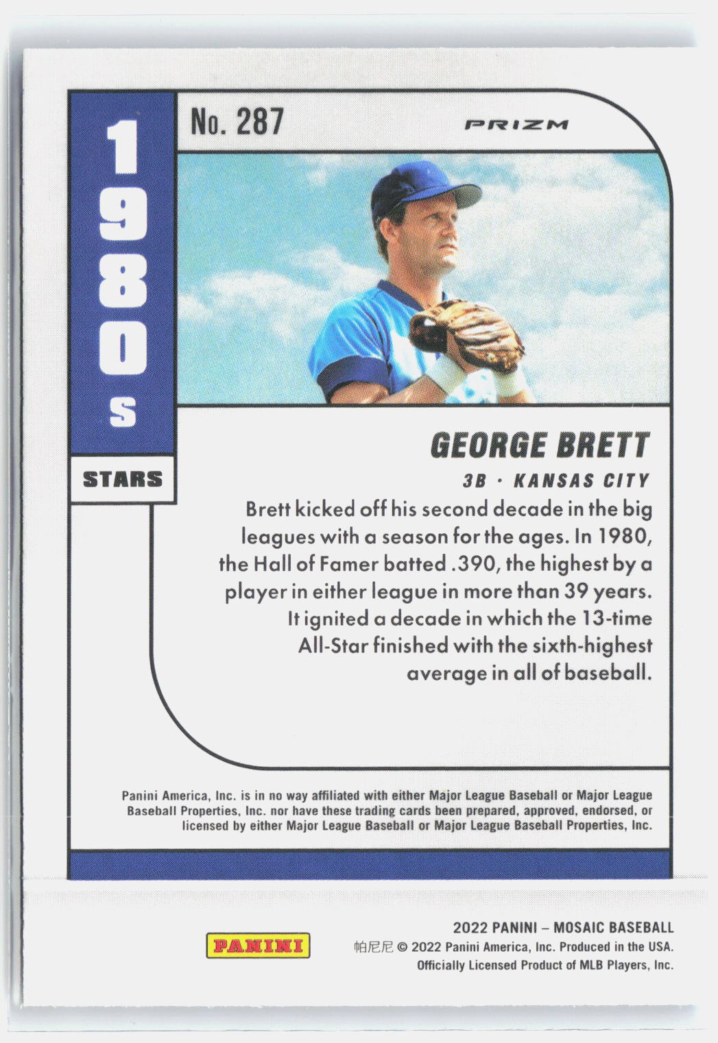 2022 Panini Mosaic: Reactive Blue Mosaic #287 George Brett 80S