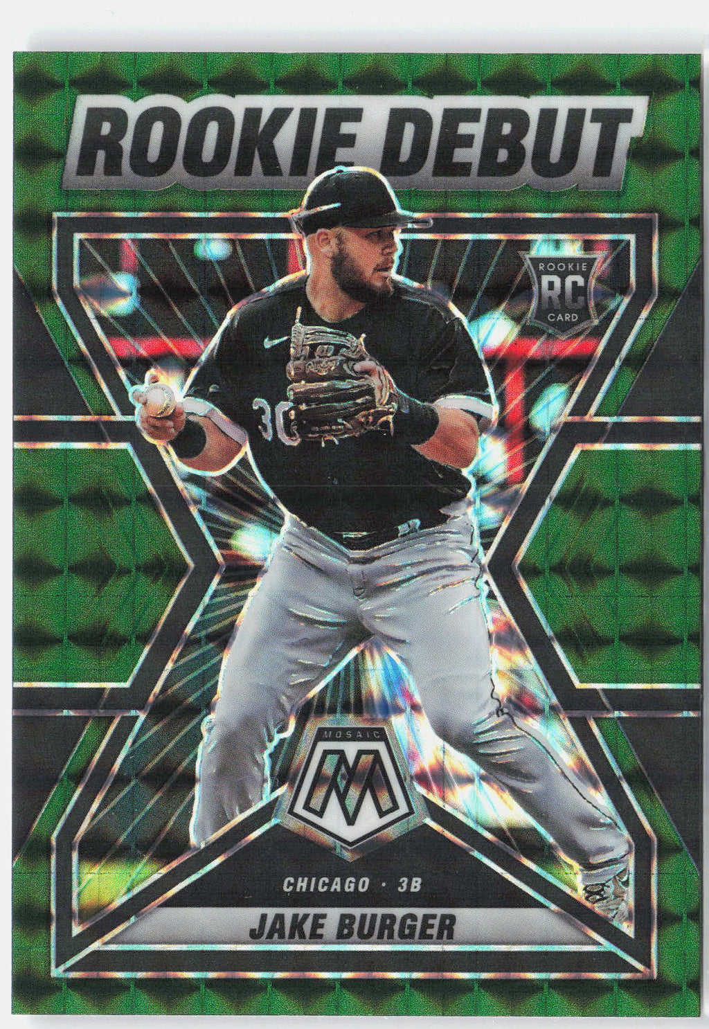 2022 Panini Mosaic #RD-18 Jake Burger Rookie Debut Green Mosaic
