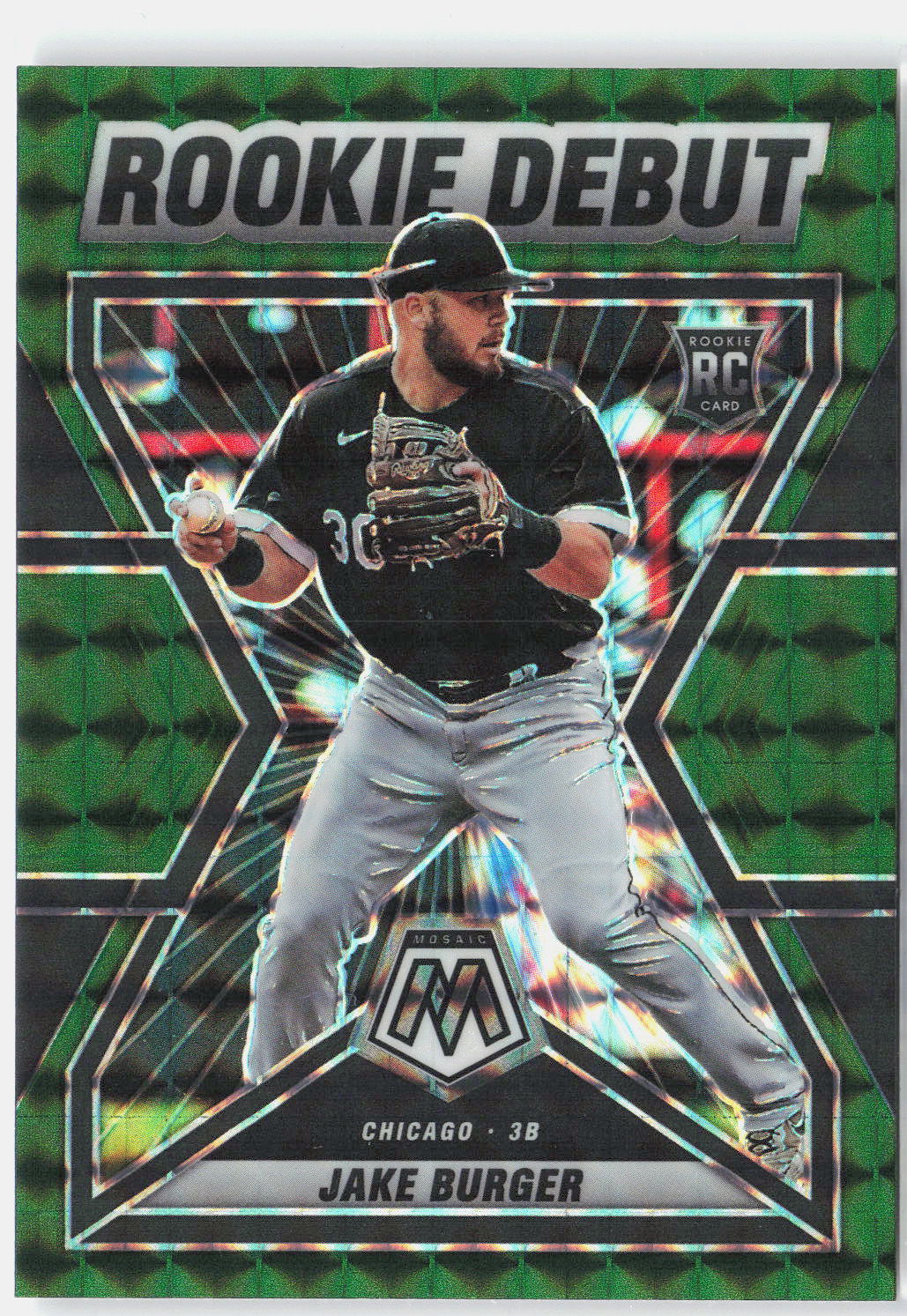 2022 Panini Mosaic #RD-18 Jake Burger Rookie Debut Green Mosaic