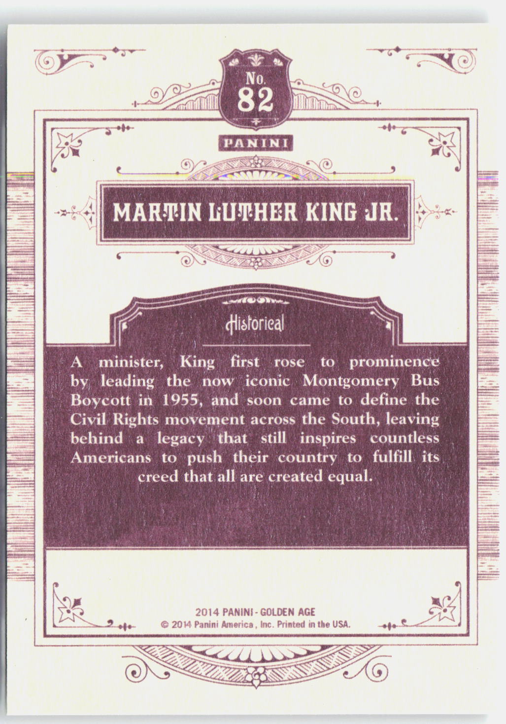 2014 Panini Golden Age #82 Martin Luther King Jr.