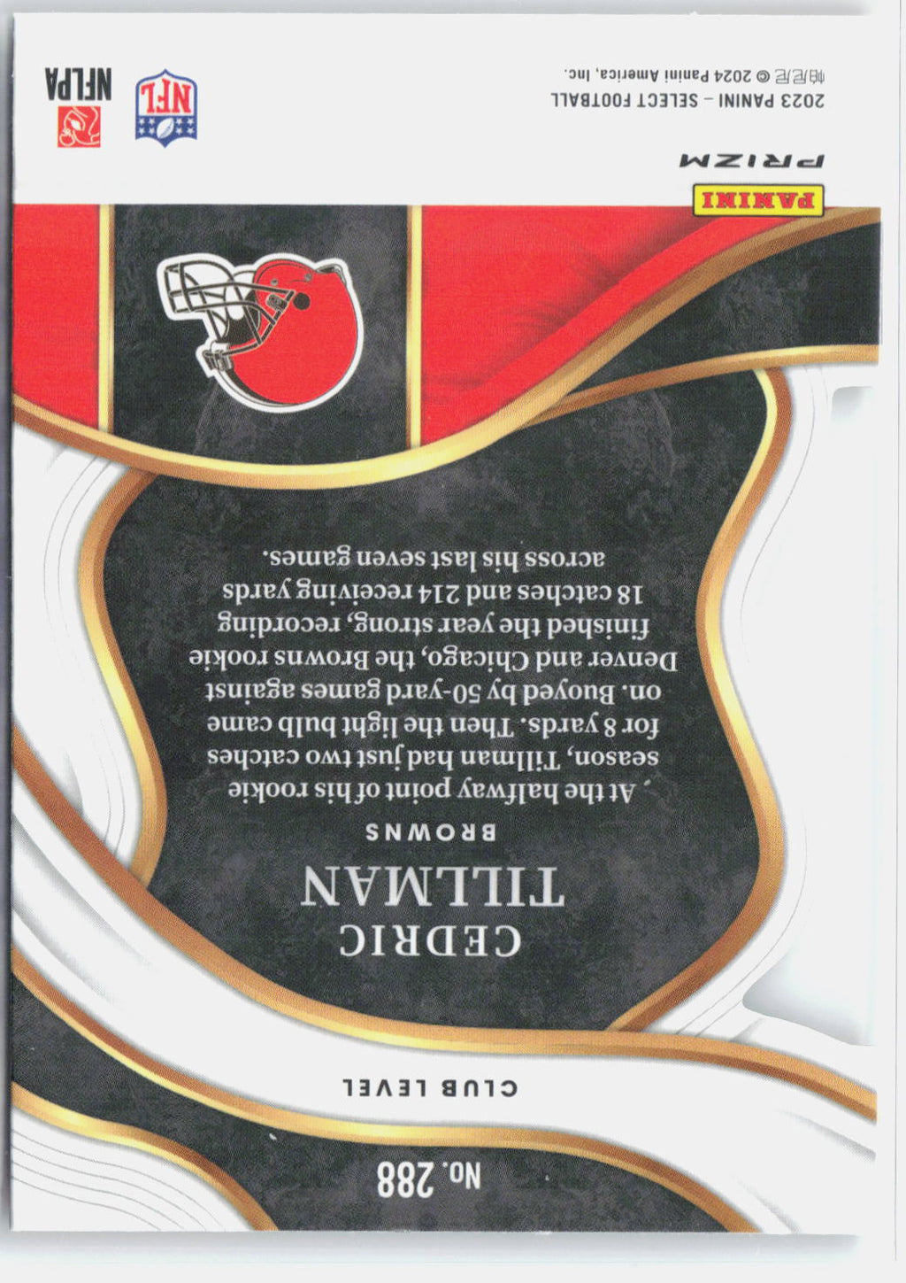 2023 Panini Select #288 Cedric Tillman Silver Prizms Die Cuts