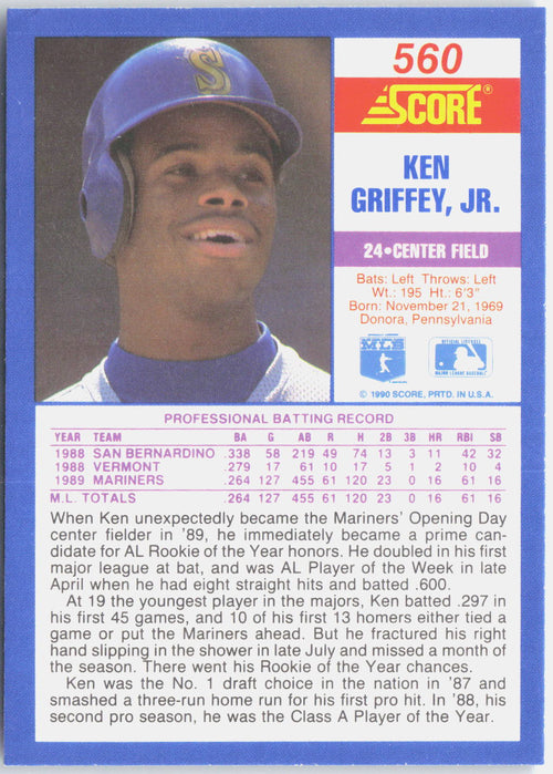 1990 Score #560 Ken Griffey, Jr.