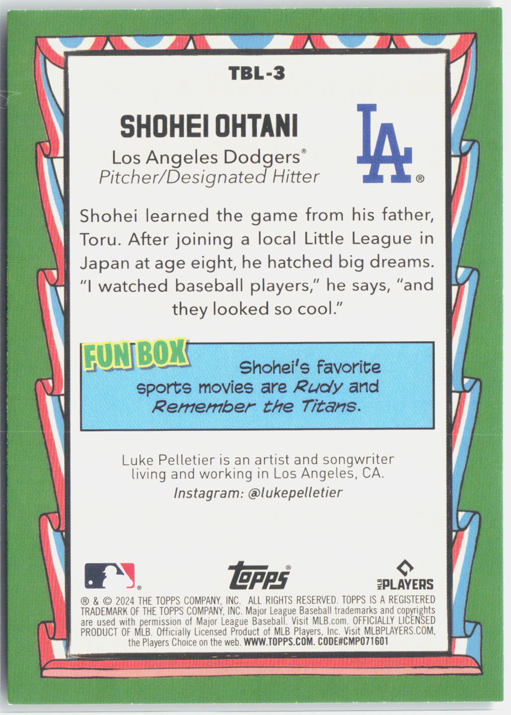 2024 Topps Big League #TBL-3 Shohei Ohtani Topps Big Leaguer