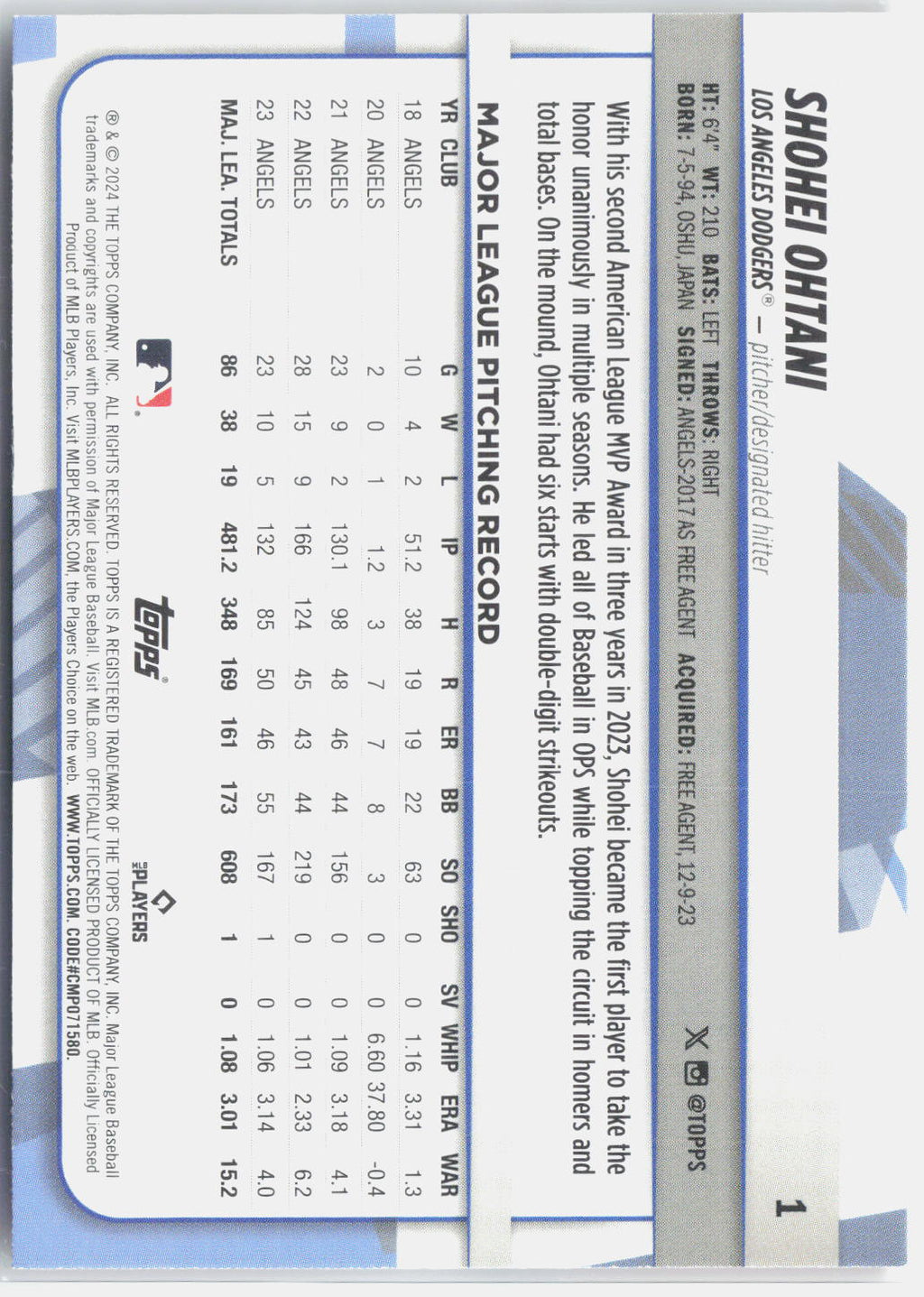 2024 Topps Big League #1 Shohei Ohtani